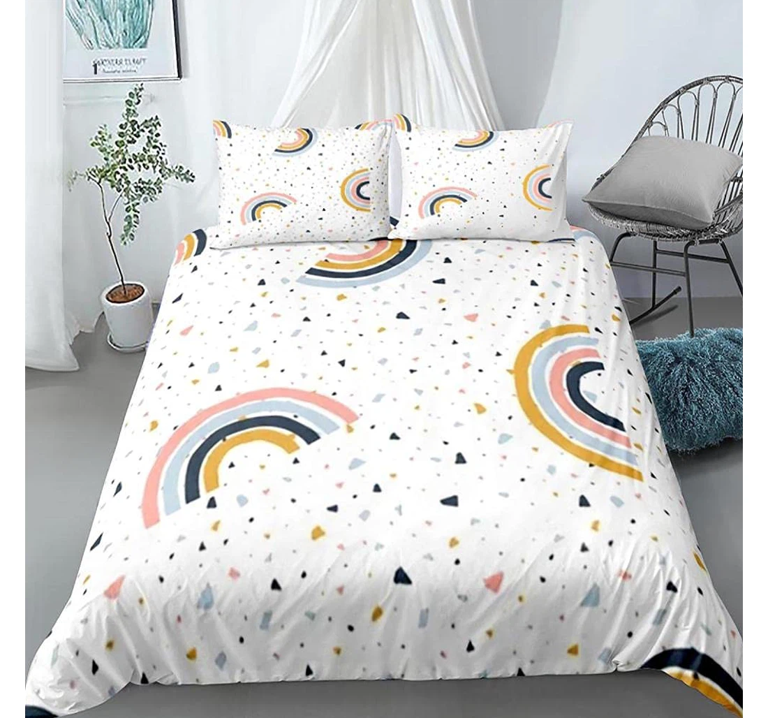 Personalized Bedding Set - Rainbow Corner Ties Included 1 Ultra Soft Duvet Cover or Quilt and 2 Lightweight Breathe Pillowcases