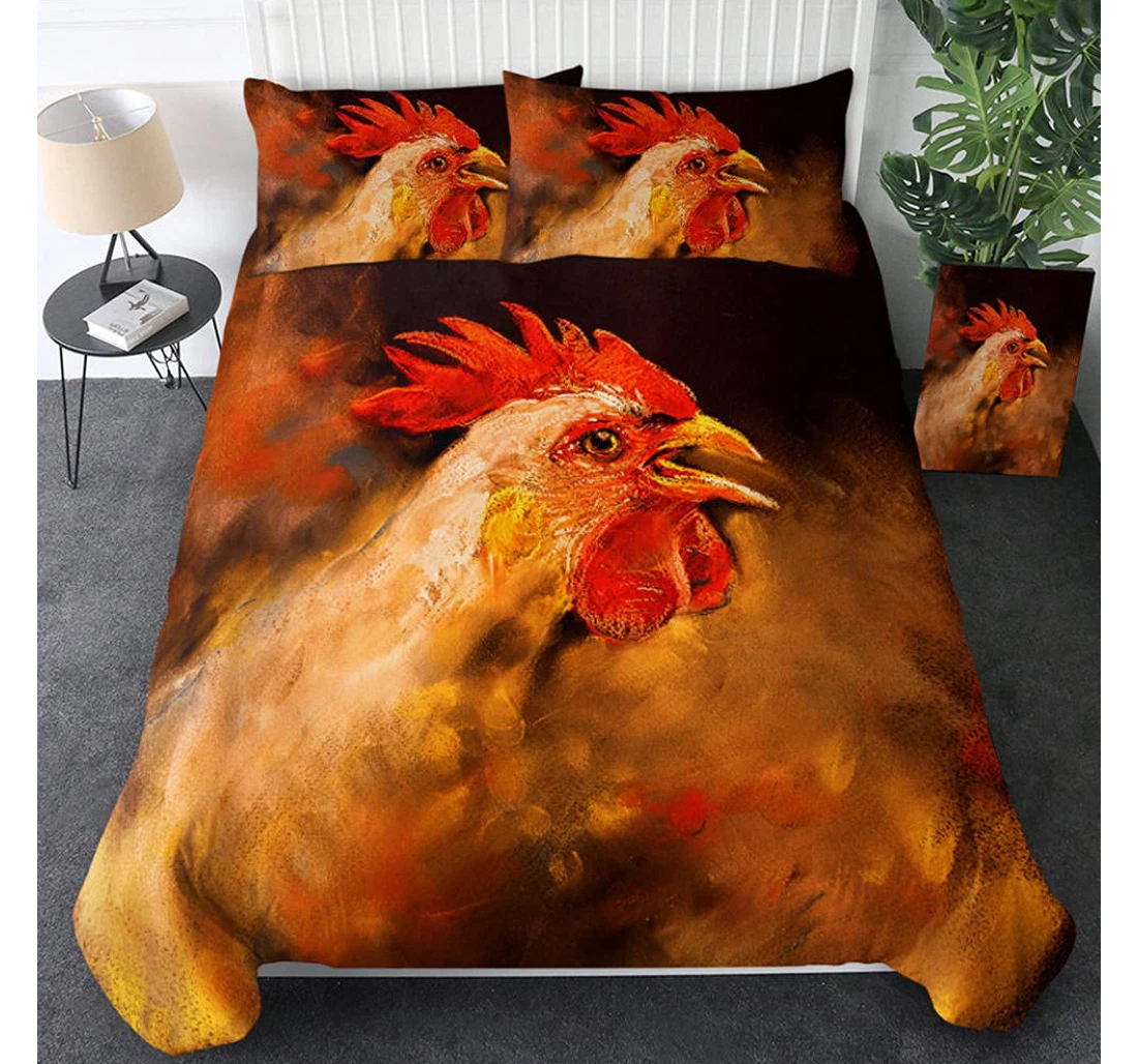 Personalized Bedding Set - Brown Animal Chicken Included 1 Ultra Soft Duvet Cover or Quilt and 2 Lightweight Breathe Pillowcases