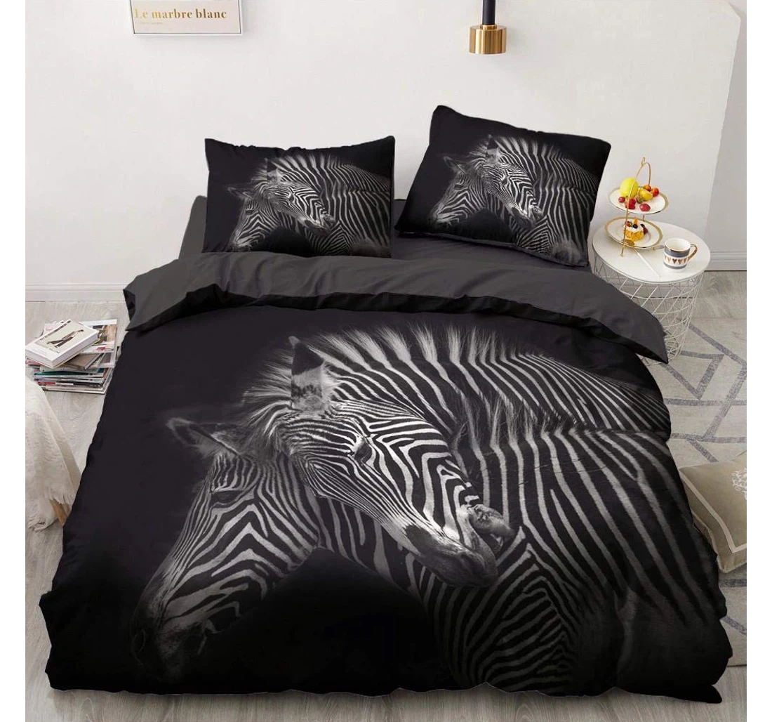 Personalized Bedding Set - Black Zebra Included 1 Ultra Soft Duvet Cover or Quilt and 2 Lightweight Breathe Pillowcases