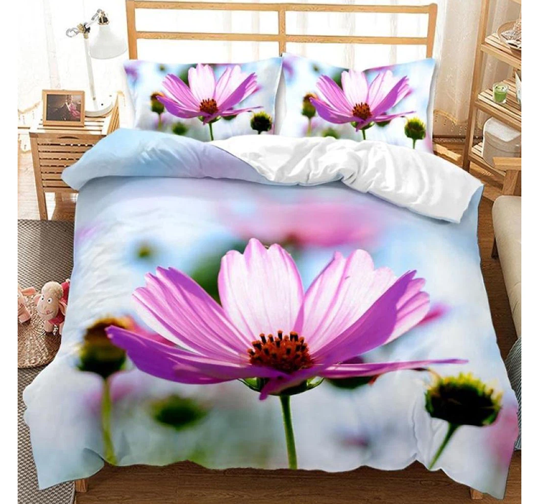 Personalized Bedding Set - Purple Flowers Included 1 Ultra Soft Duvet Cover or Quilt and 2 Lightweight Breathe Pillowcases