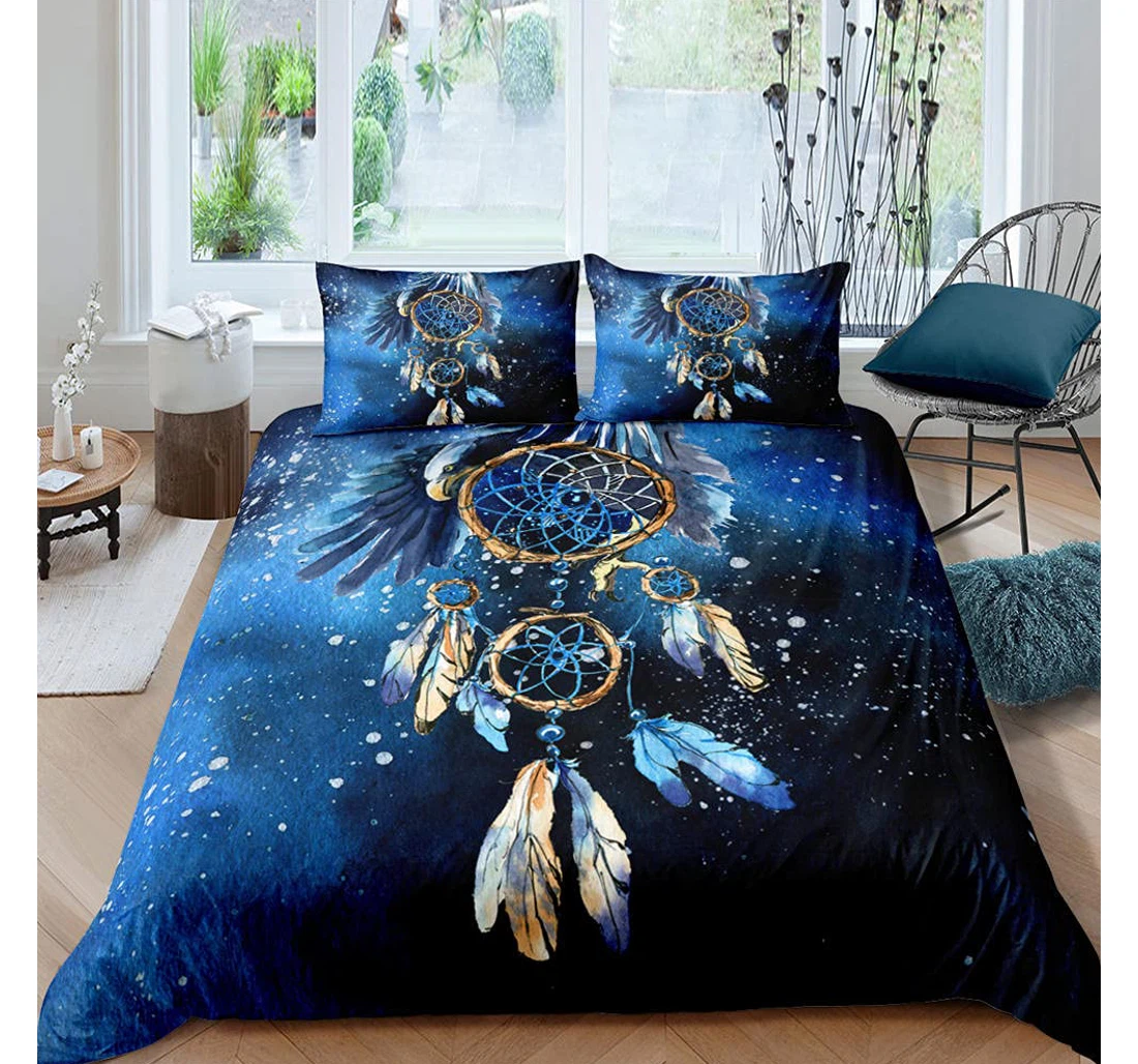 Personalized Bedding Set - Dream Catcher Blue Included 1 Ultra Soft Duvet Cover or Quilt and 2 Lightweight Breathe Pillowcases