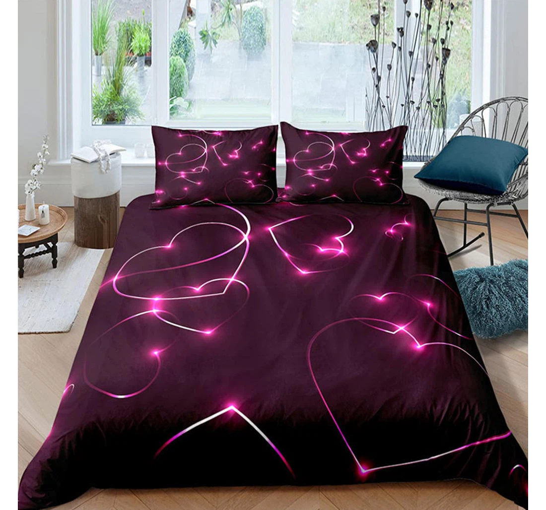 Personalized Bedding Set - Starlight Love Corner Ties Included 1 Ultra Soft Duvet Cover or Quilt and 2 Lightweight Breathe Pillowcases