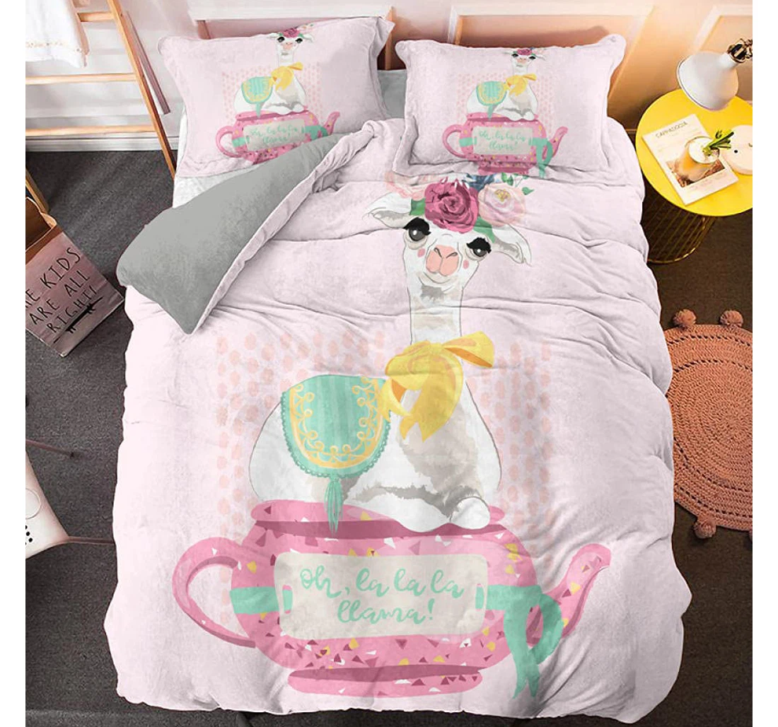 Personalized Bedding Set - Cute Alpaca Included 1 Ultra Soft Duvet Cover or Quilt and 2 Lightweight Breathe Pillowcases
