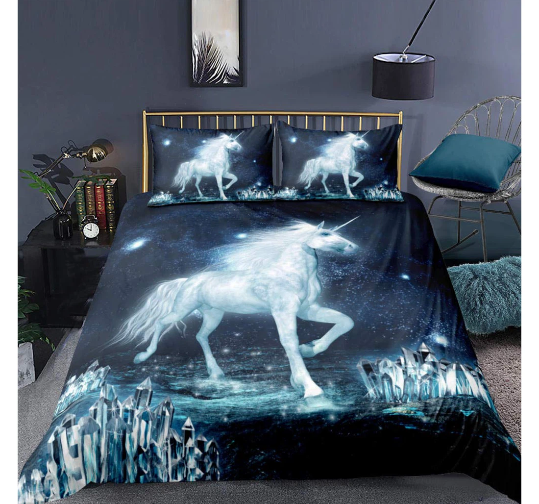 Personalized Bedding Set - White Elf Horse Hidden Included 1 Ultra Soft Duvet Cover or Quilt and 2 Lightweight Breathe Pillowcases