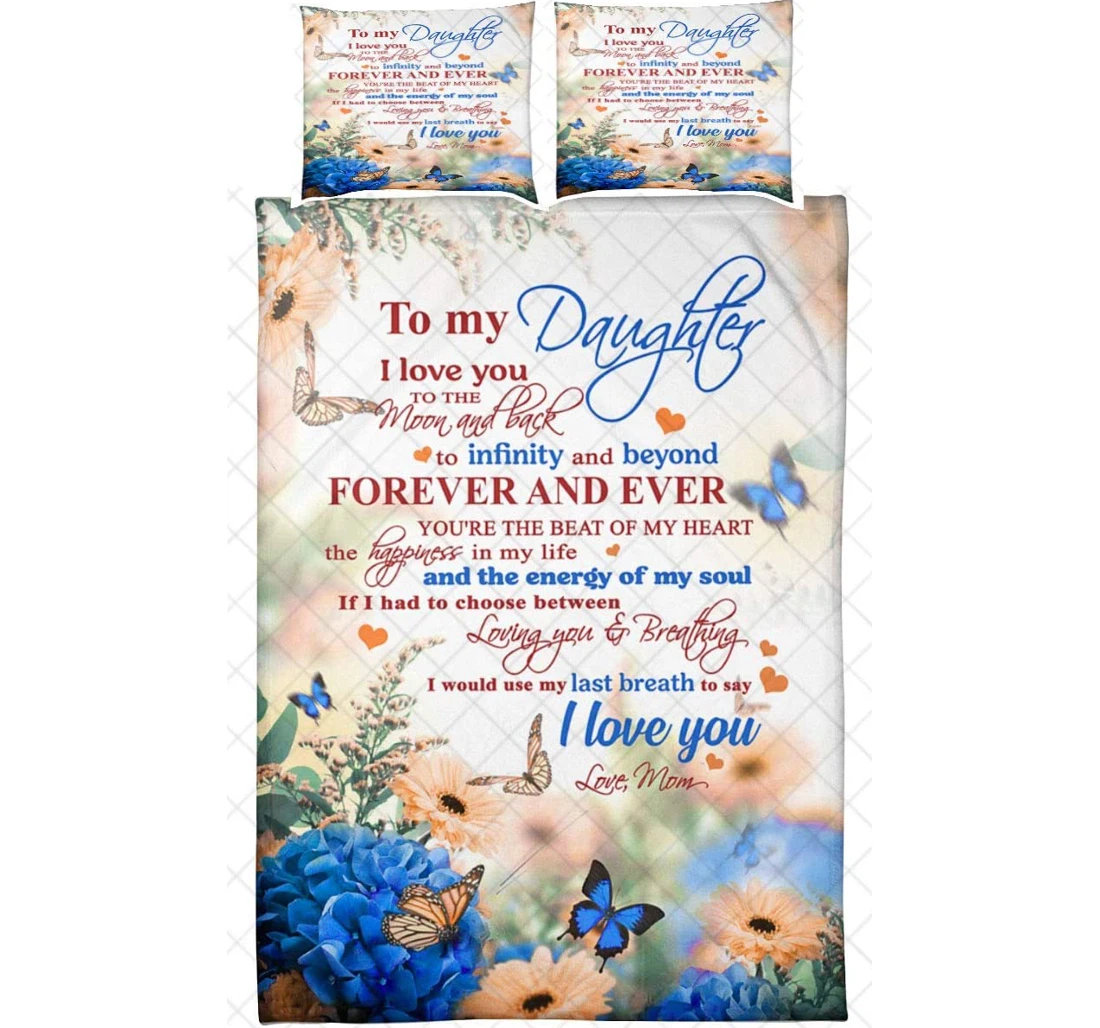 Personalized Bedding Set - Special Daughter Flower I Love You Cozy Included 1 Ultra Soft Duvet Cover or Quilt and 2 Lightweight Breathe Pillowcases