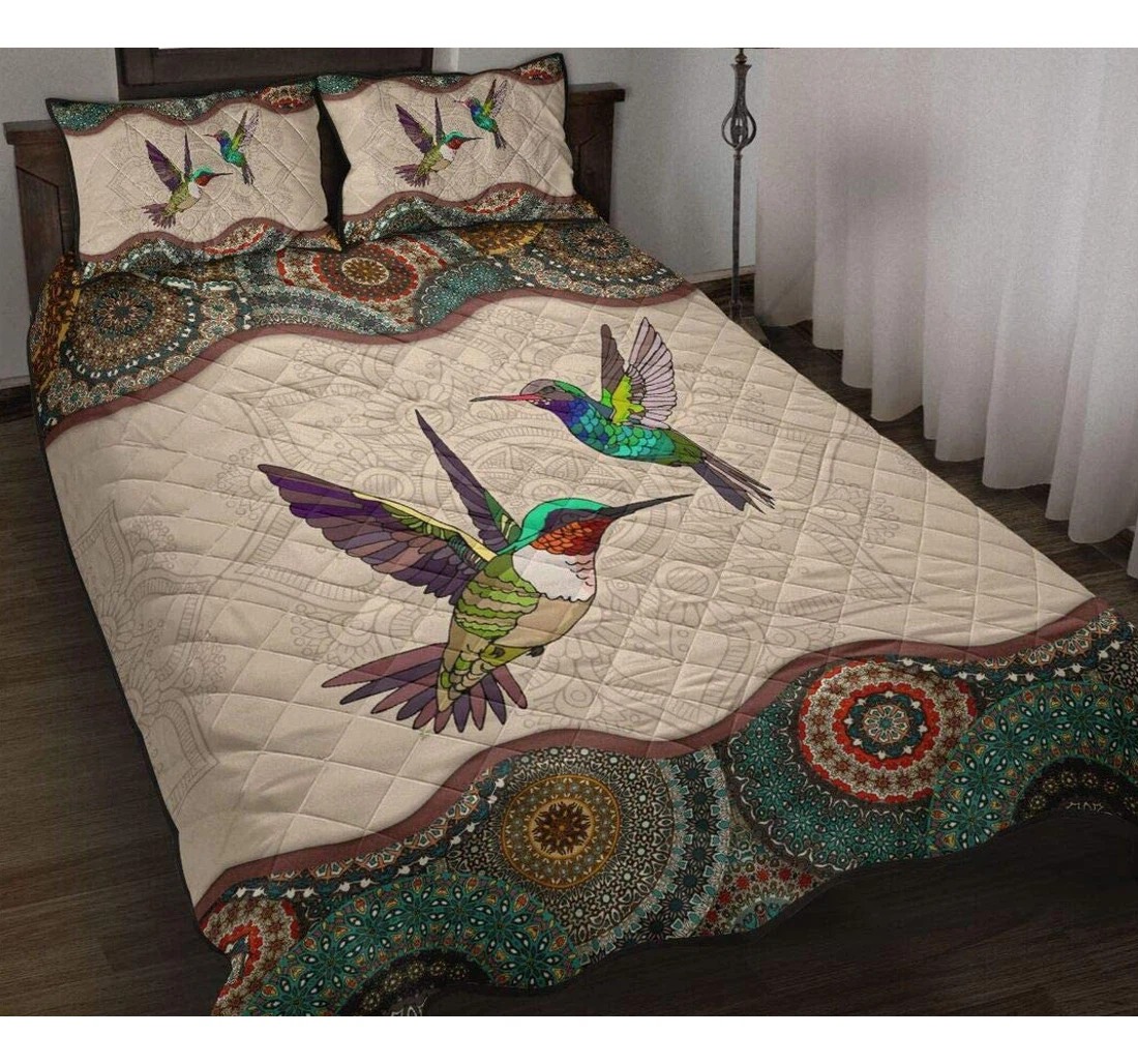 Personalized Bedding Set - Hummingbird Lovers Included 1 Ultra Soft Duvet Cover or Quilt and 2 Lightweight Breathe Pillowcases