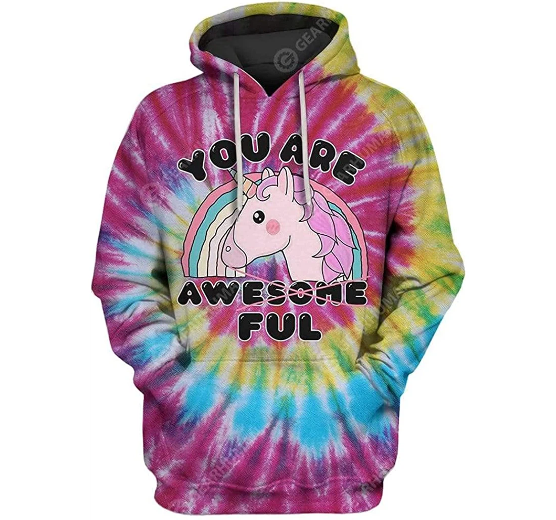 You Are Awesome Or Awful Tie Dye Shirts - 3D Printed Pullover Hoodie