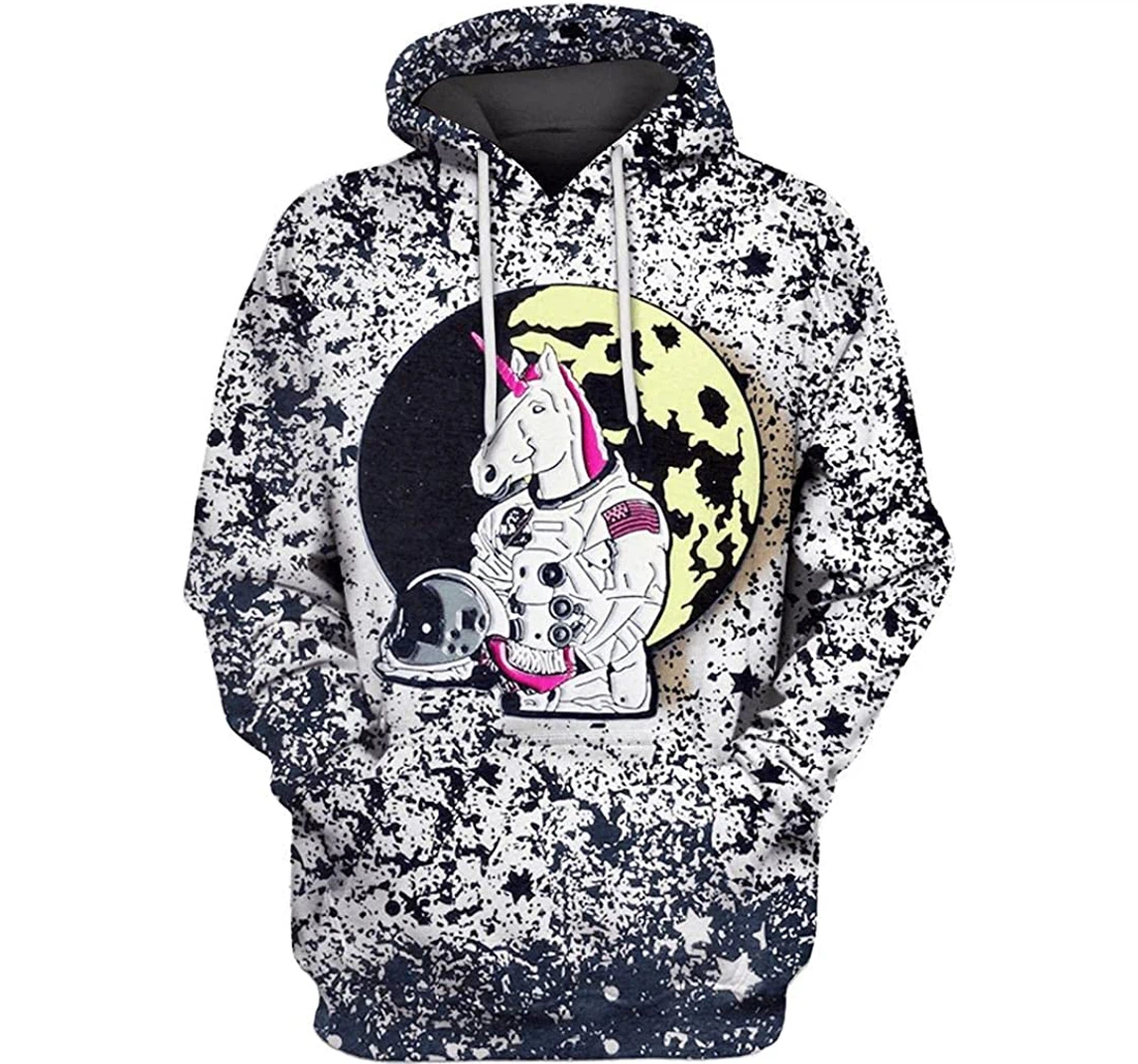 Unicorn Astronut On The Moon Shirts - 3D Printed Pullover Hoodie