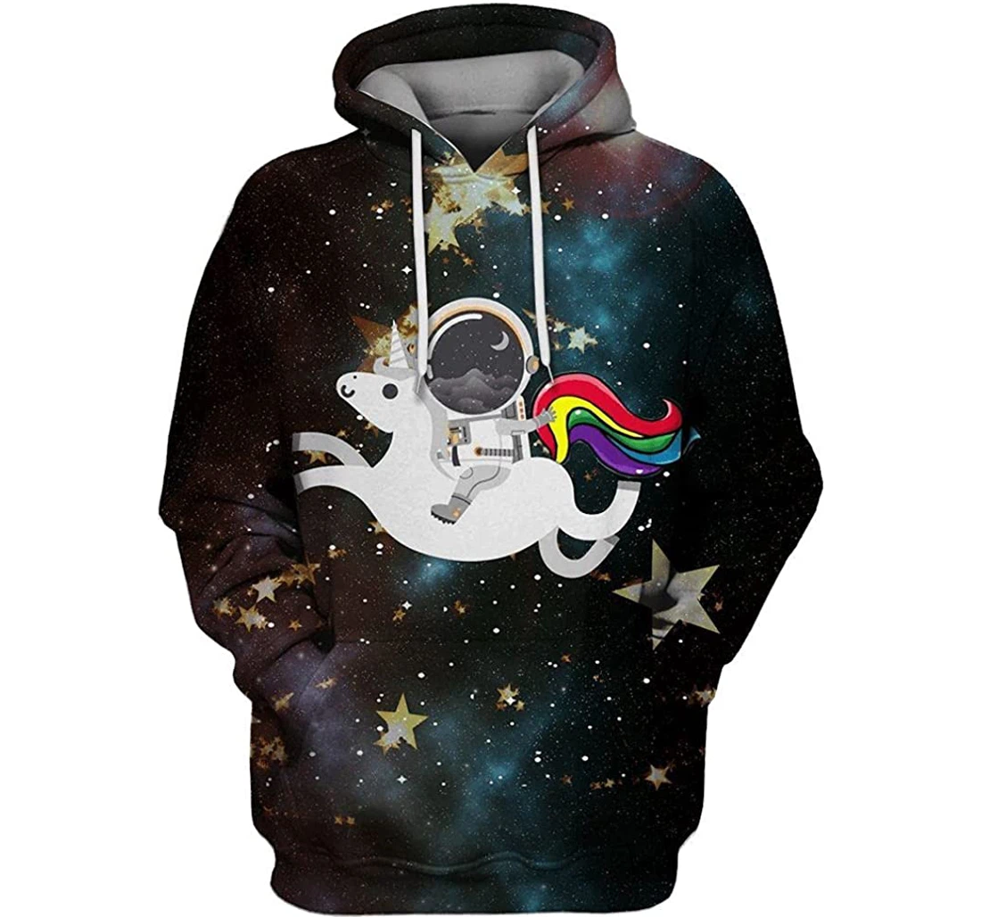 Astronaut Riding Unicorn Outerspace Shirts - 3D Printed Pullover Hoodie