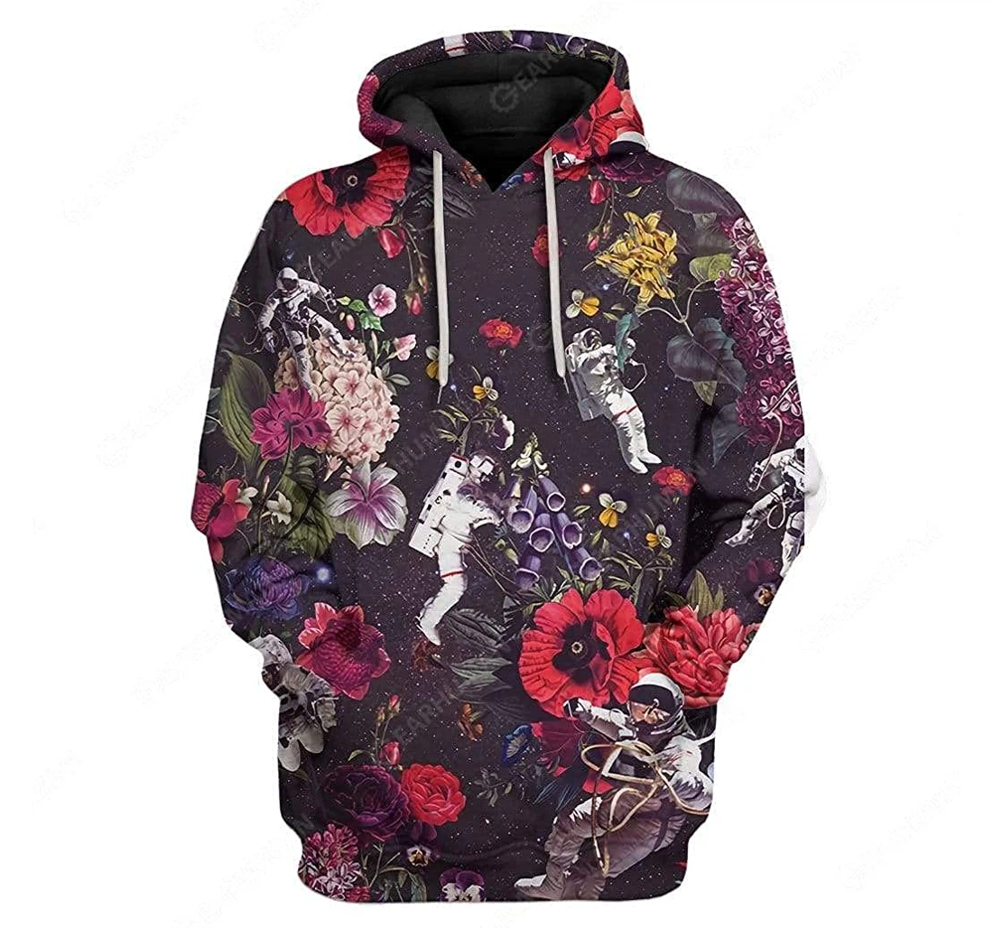 Flowers Astronauts Shirts - 3D Printed Pullover Hoodie