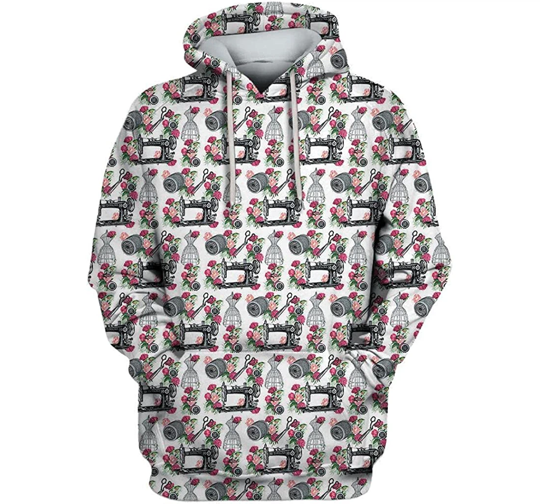 Flower Sewing Machine Shirts - 3D Printed Pullover Hoodie