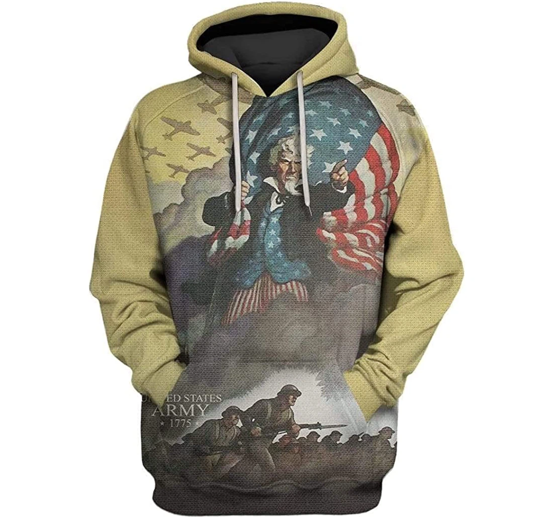 U.s. Army Uncle Sam Soldiers On The 4th Shirts - 3D Printed Pullover Hoodie