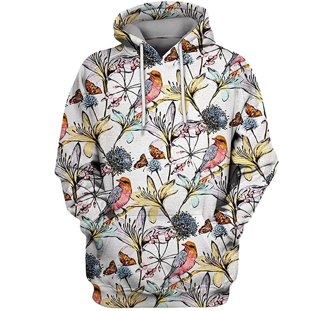 Owl Bird With Flowers Shirts - 3D Printed Pullover Hoodie