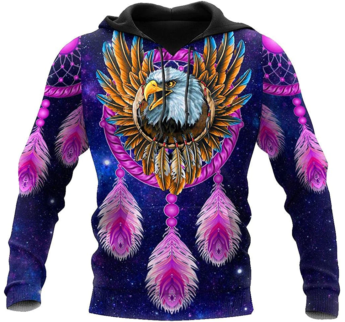 Dreamcatcher Native Eagle Purple American Shirts - 3D Printed Pullover Hoodie