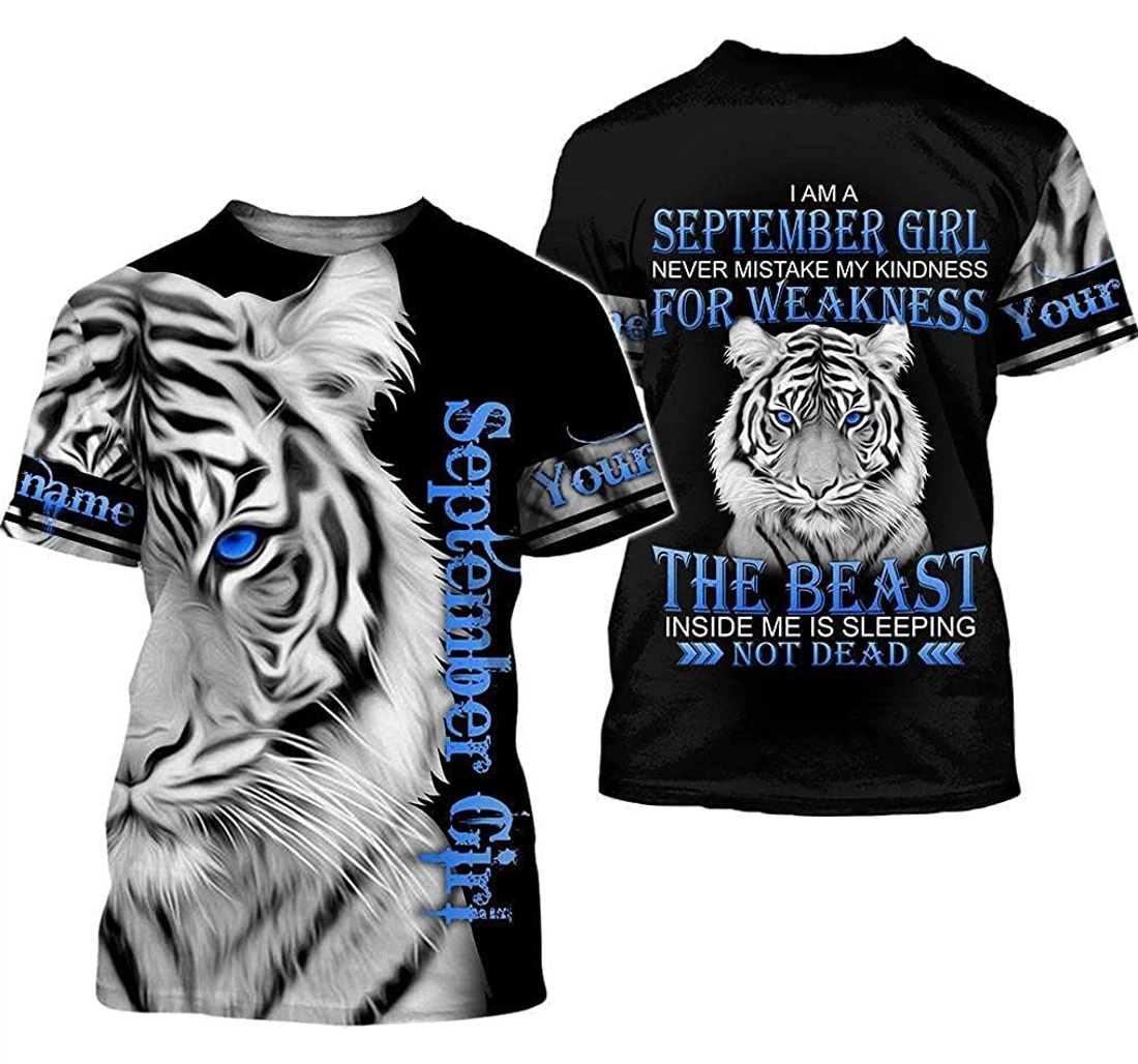 Personalize September Girl Tiger September Birthday - 3D Printed T-shirt