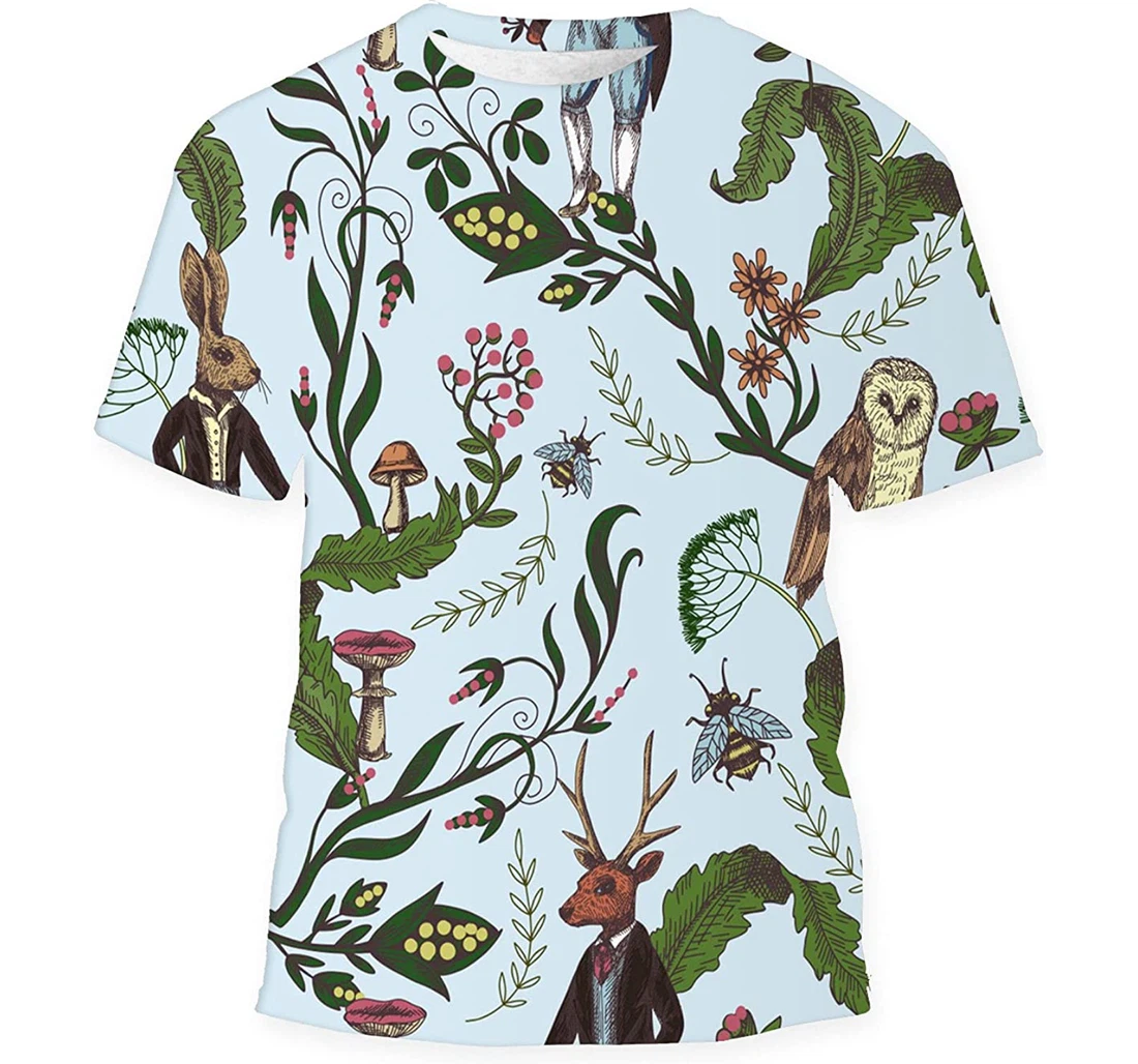 Fairytale Graphic Forest Animals Birthday Halloween - 3D Printed T-shirt, Long Sleeves Shirt