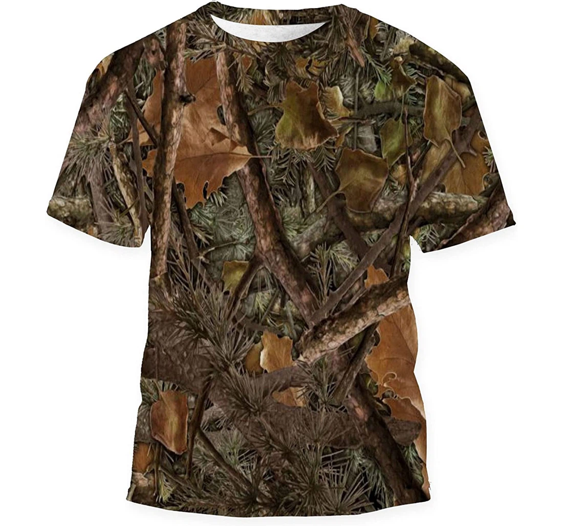 Realistic Forest Camouflage Conifer Birthday Halloween - 3D Printed T-shirt, Long Sleeves Shirt