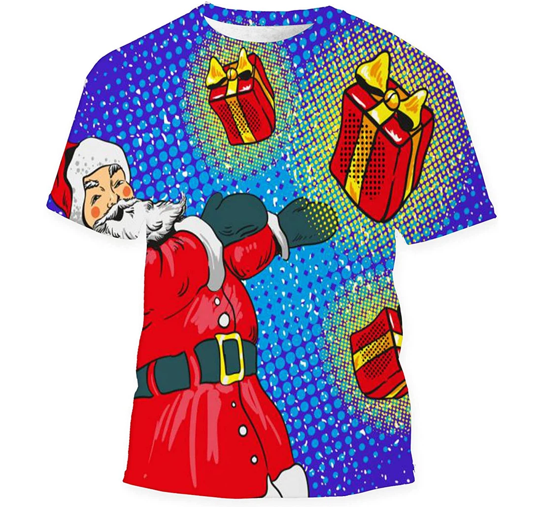 Santa Claus Comic Pop Art Birthday Halloween - 3D Printed T-shirt, Long Sleeves Shirt