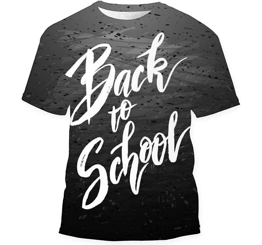 Text Back School Hand Drawn Lettering Birthday Halloween - 3D Printed T-shirt, Long Sleeves Shirt