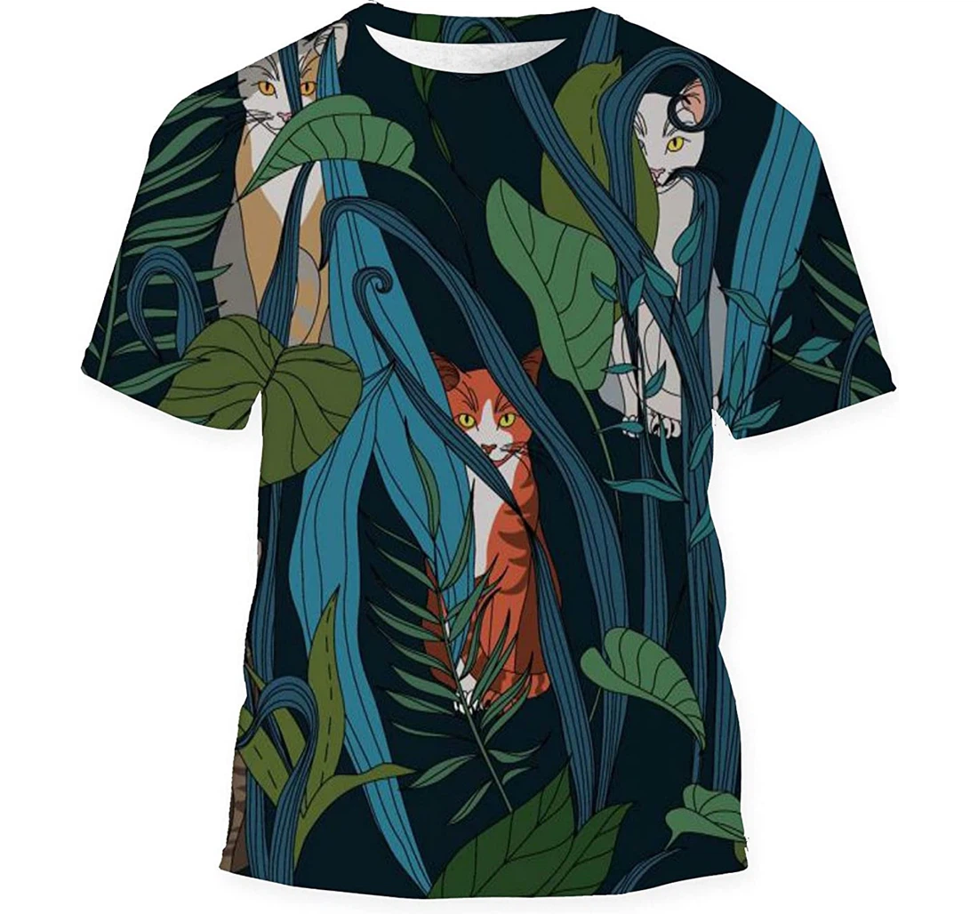 Cats Thickets Plants Birthday Halloween - 3D Printed T-shirt, Long Sleeves Shirt