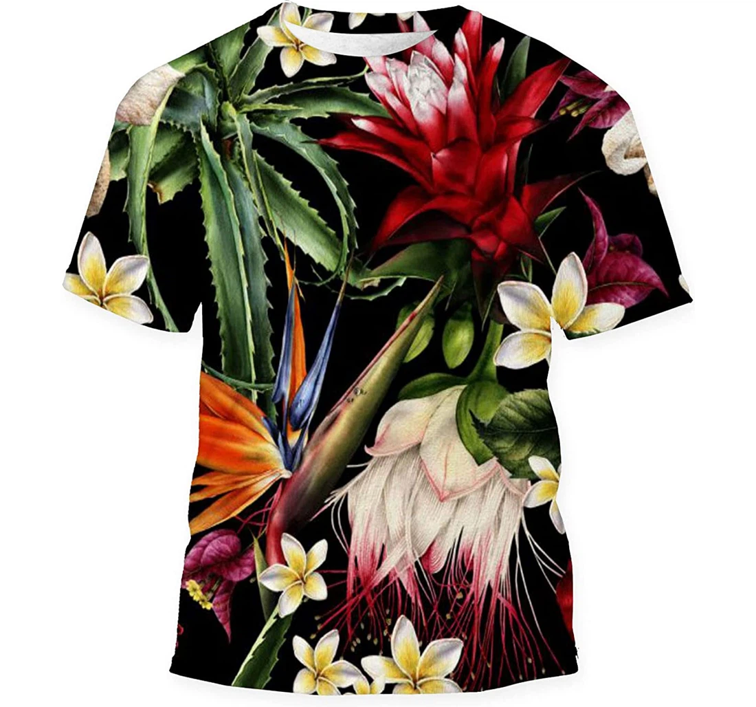 Floral Tropical Flowers Watercolor Birthday Halloween - 3D Printed T-shirt, Long Sleeves Shirt