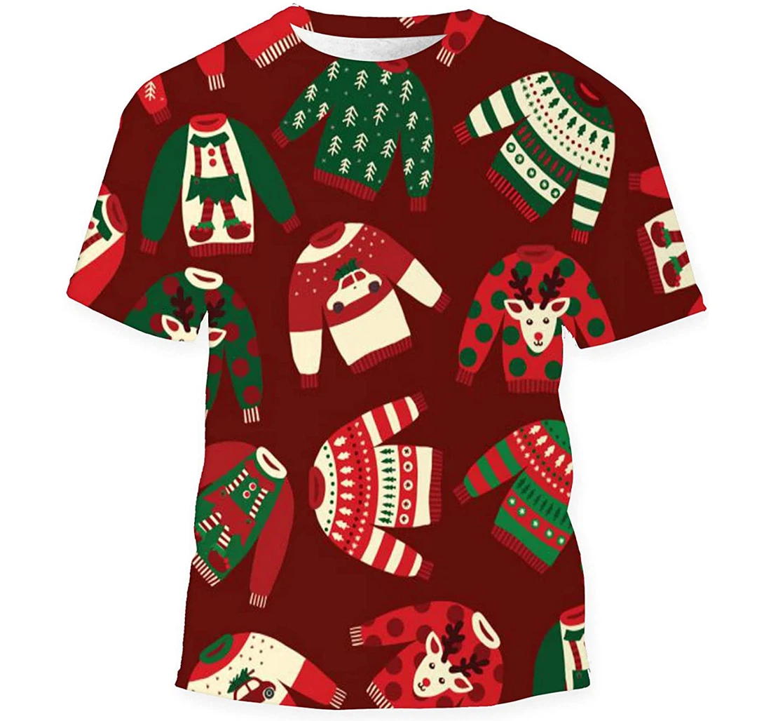 Ugly Christmas Sweaters Birthday Halloween - 3D Printed T-shirt, Long Sleeves Shirt