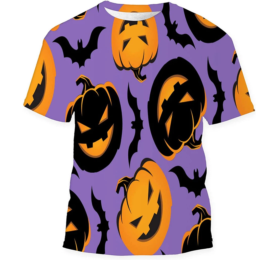 Cute Funny Doodle Background Halloween Birthday Halloween - 3D Printed T-shirt, Long Sleeves Shirt