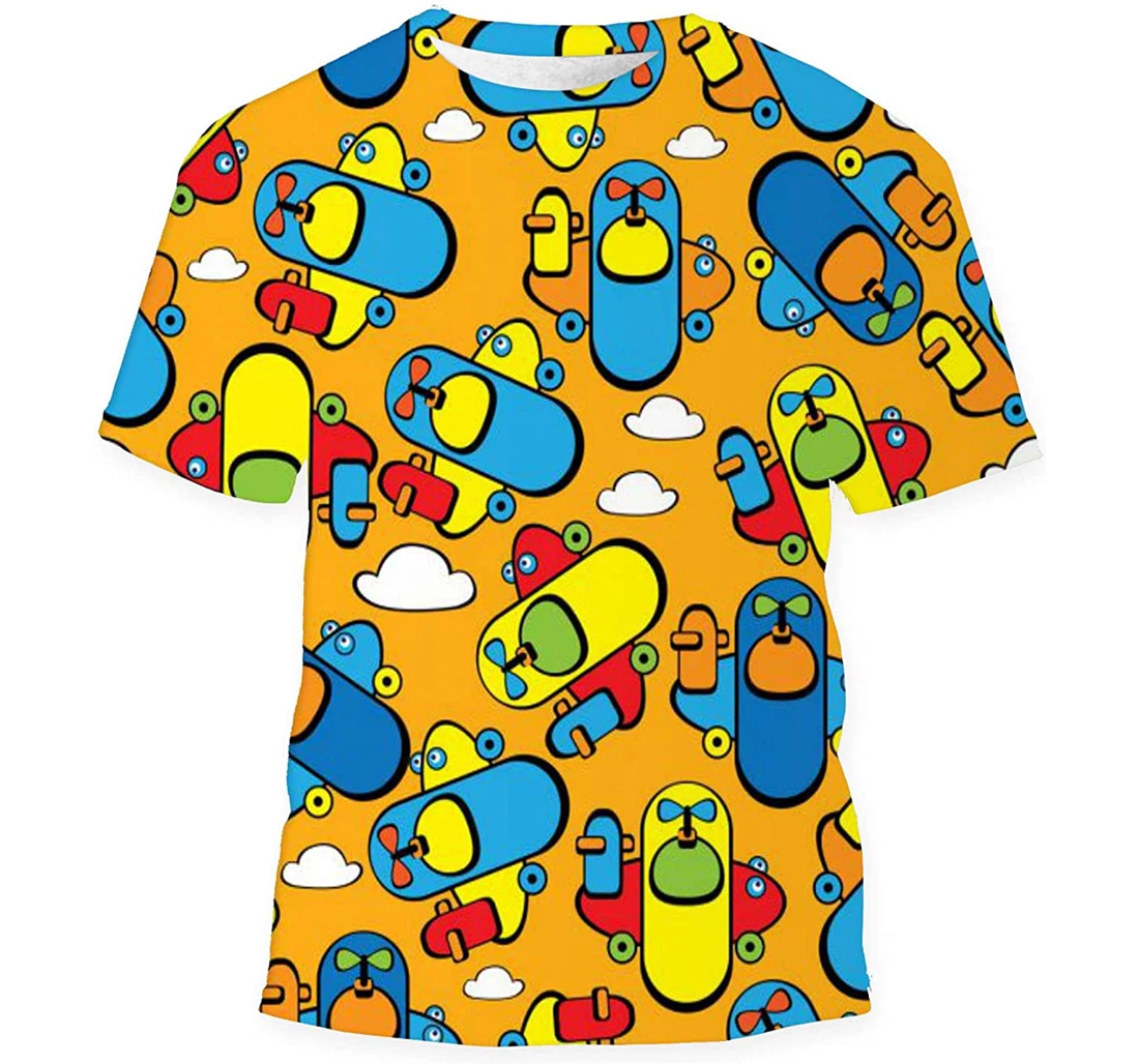 Colorful Toy Airplane Birthday Halloween - 3D Printed T-shirt, Long Sleeves Shirt