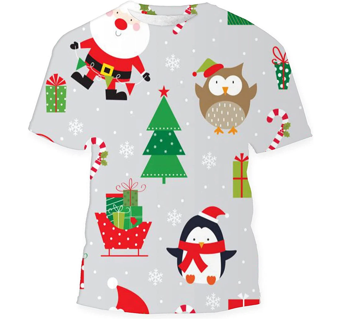 Christmas Celebration Cute Character - 3D Printed T-shirt, Long Sleeves Shirt