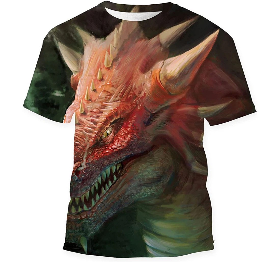 Red Dragon Head Waiting Prey Birthday Halloween - 3D Printed T-shirt, Long Sleeves Shirt