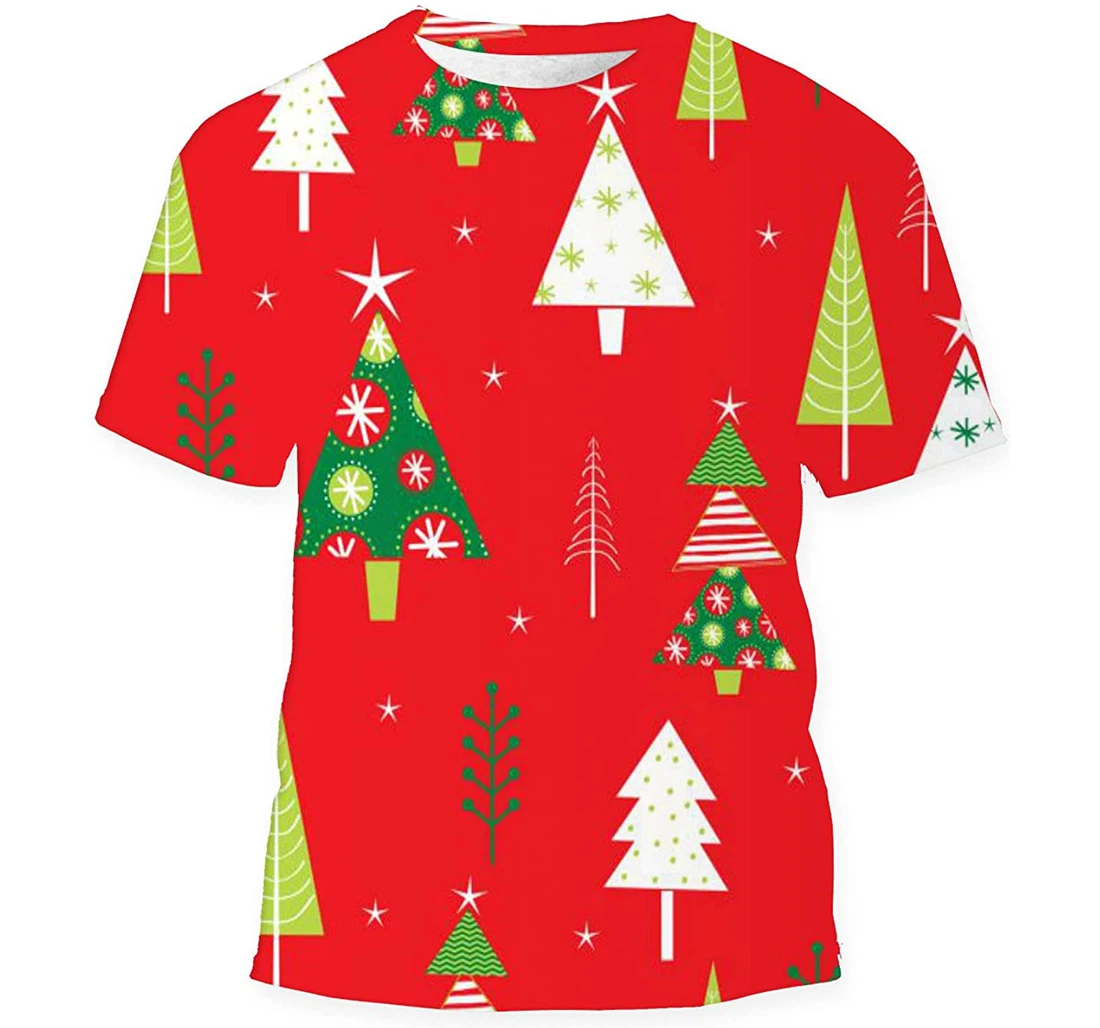 Background Christmas Tree Design - 3D Printed T-shirt, Long Sleeves Shirt