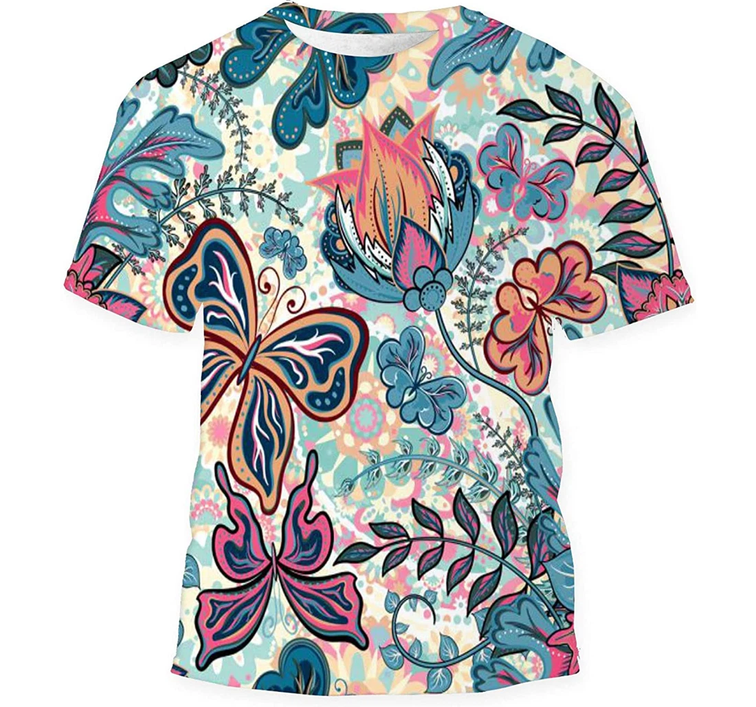 Floral Fantasy Flowers Butterflies Birthday Halloween - 3D Printed T-shirt, Long Sleeves Shirt