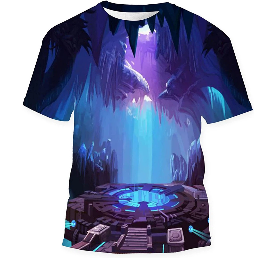 Mystery Cave Scifi Building Video Games - 3D Printed T-shirt, Long Sleeves Shirt