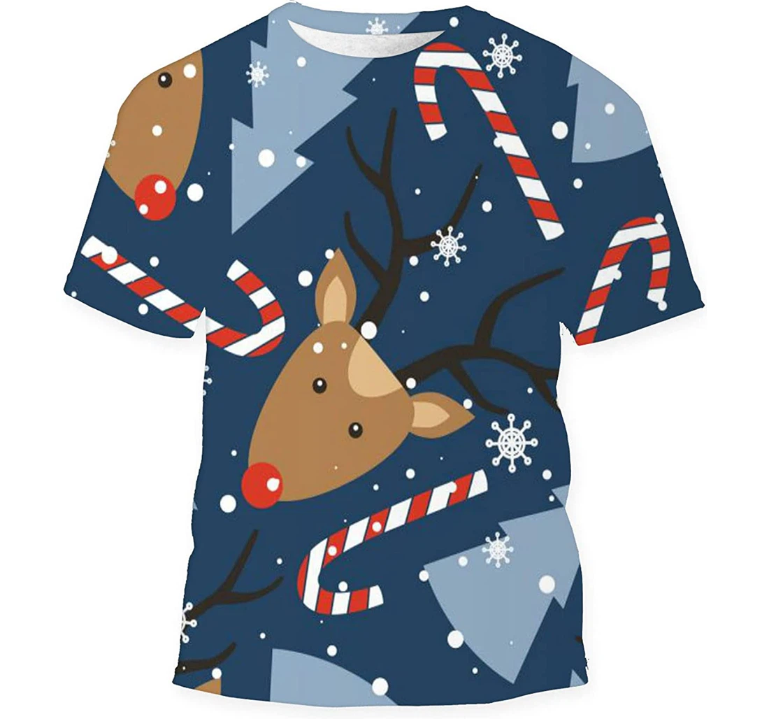 Deers Christmas Trees Snow - 3D Printed T-shirt, Long Sleeves Shirt