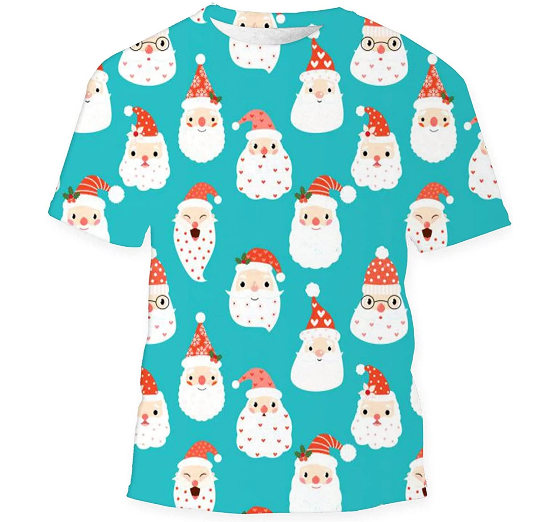 Cute Santa Heads Birthday Halloween - 3D Printed T-shirt, Long Sleeves Shirt