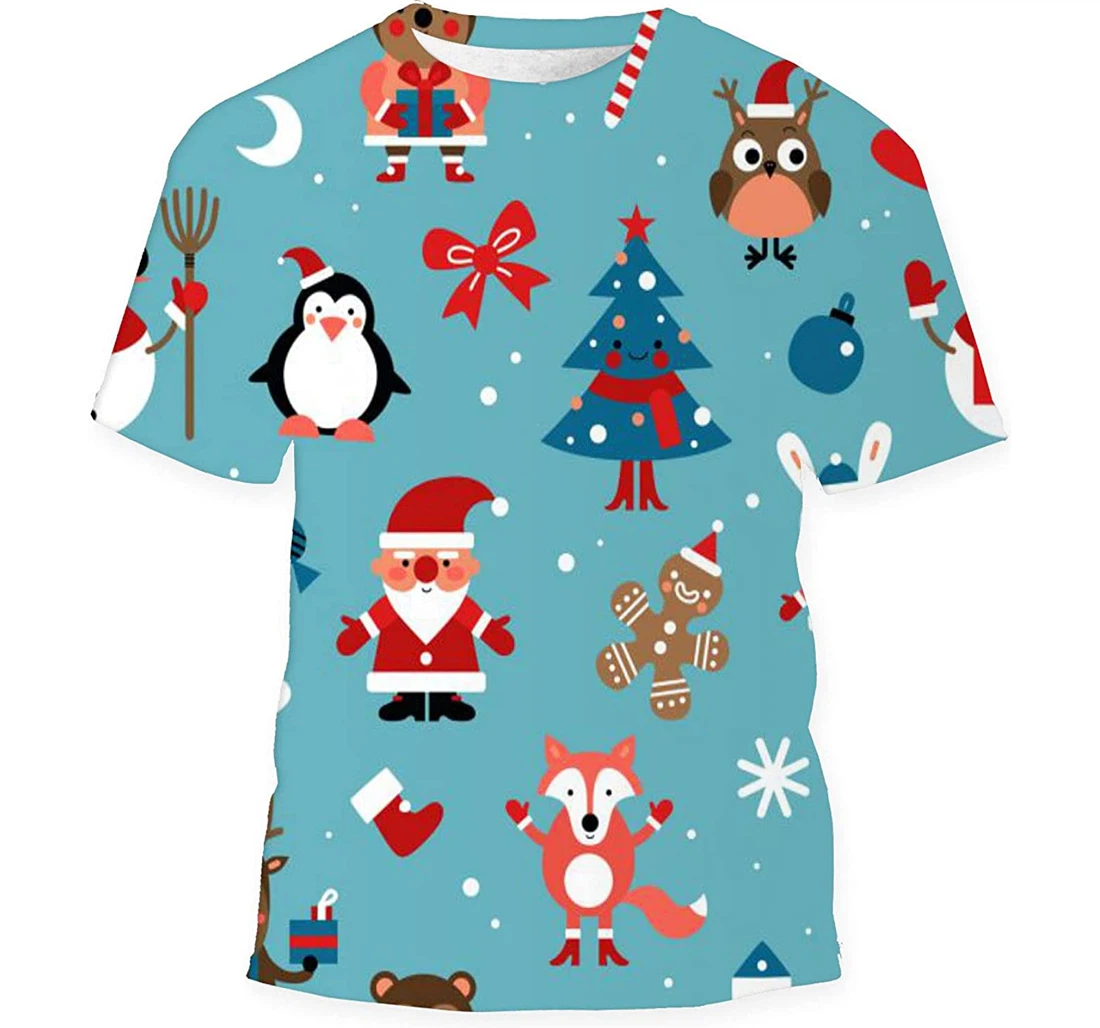 Christmas Characters Santa Gingerbread Man Birthday Halloween - 3D Printed T-shirt, Long Sleeves Shirt