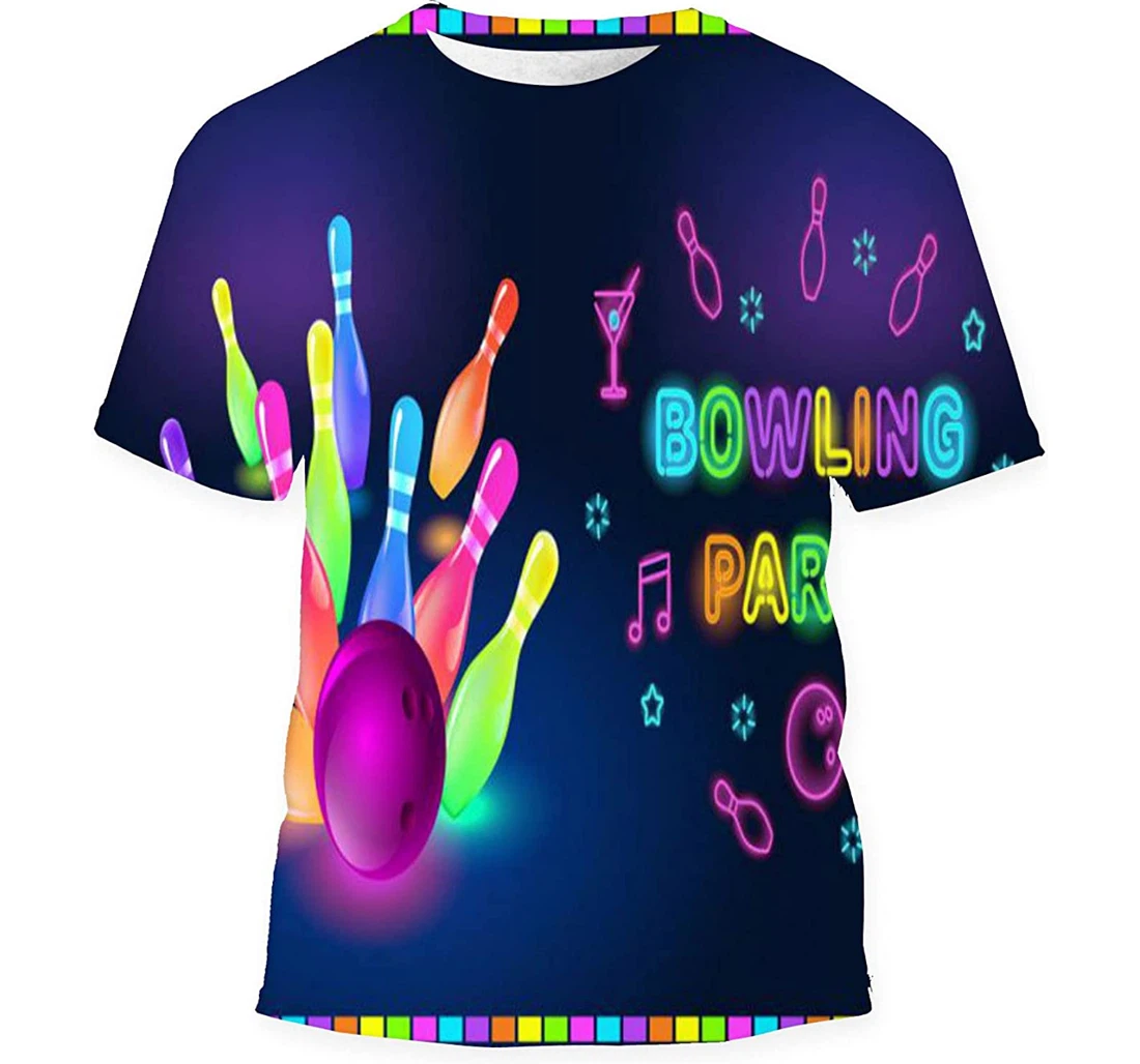 Bowling Party Template Tv Banner Birthday Halloween - 3D Printed T-shirt, Long Sleeves Shirt