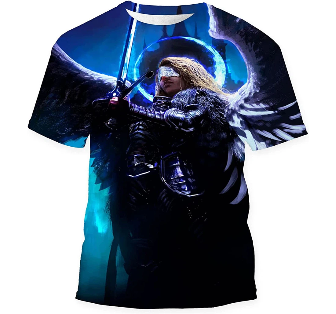 Beautiful Female Angel Knight Proudly Hovers Birthday Halloween - 3D Printed T-shirt, Long Sleeves Shirt