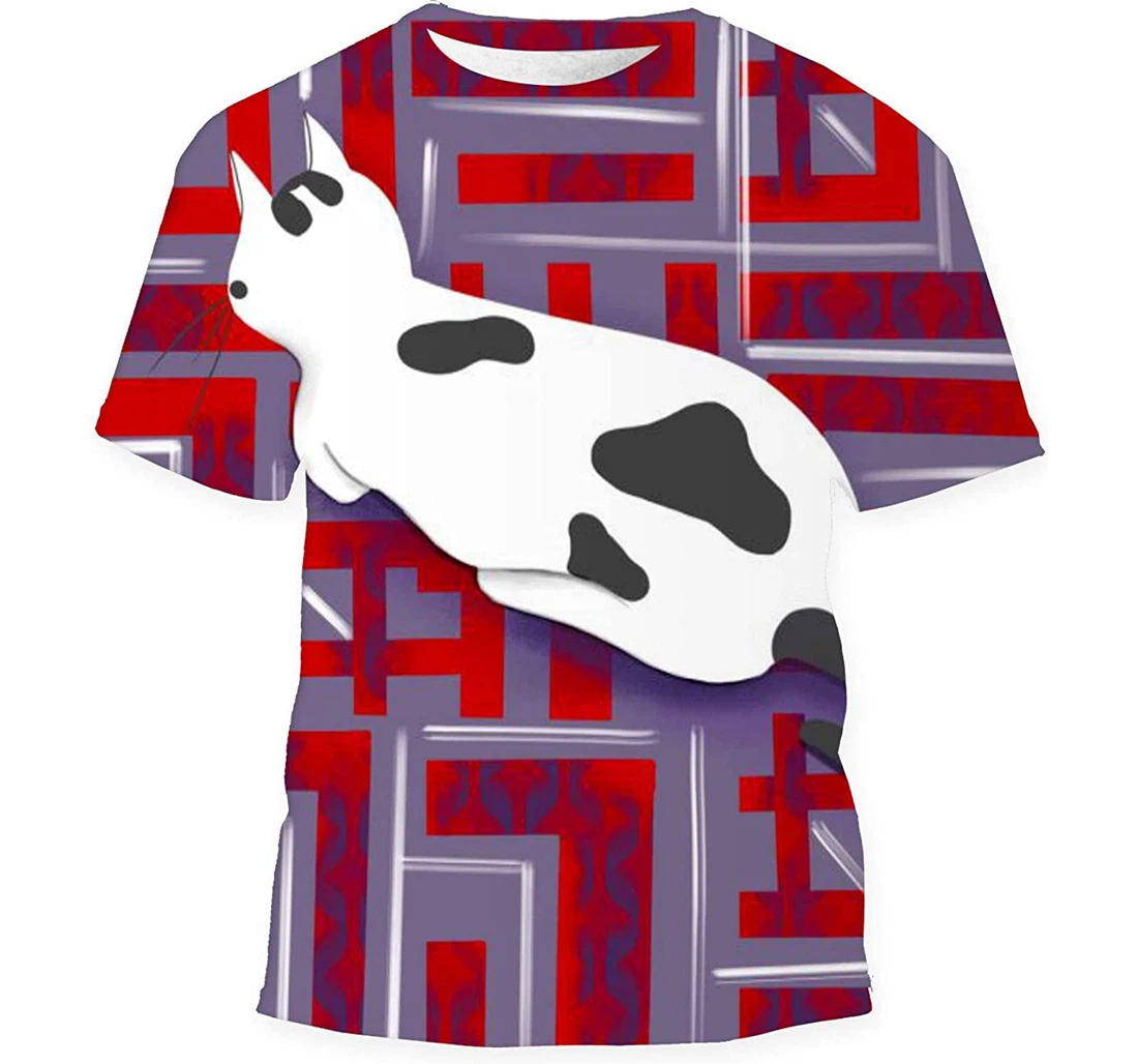 White Cat On Ed Carpet Birthday Halloween - 3D Printed T-shirt, Long Sleeves Shirt