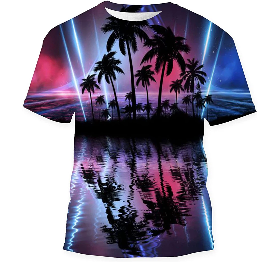 Empty Tropical Background Night Sea Beach Birthday Halloween - 3D Printed T-shirt, Long Sleeves Shirt