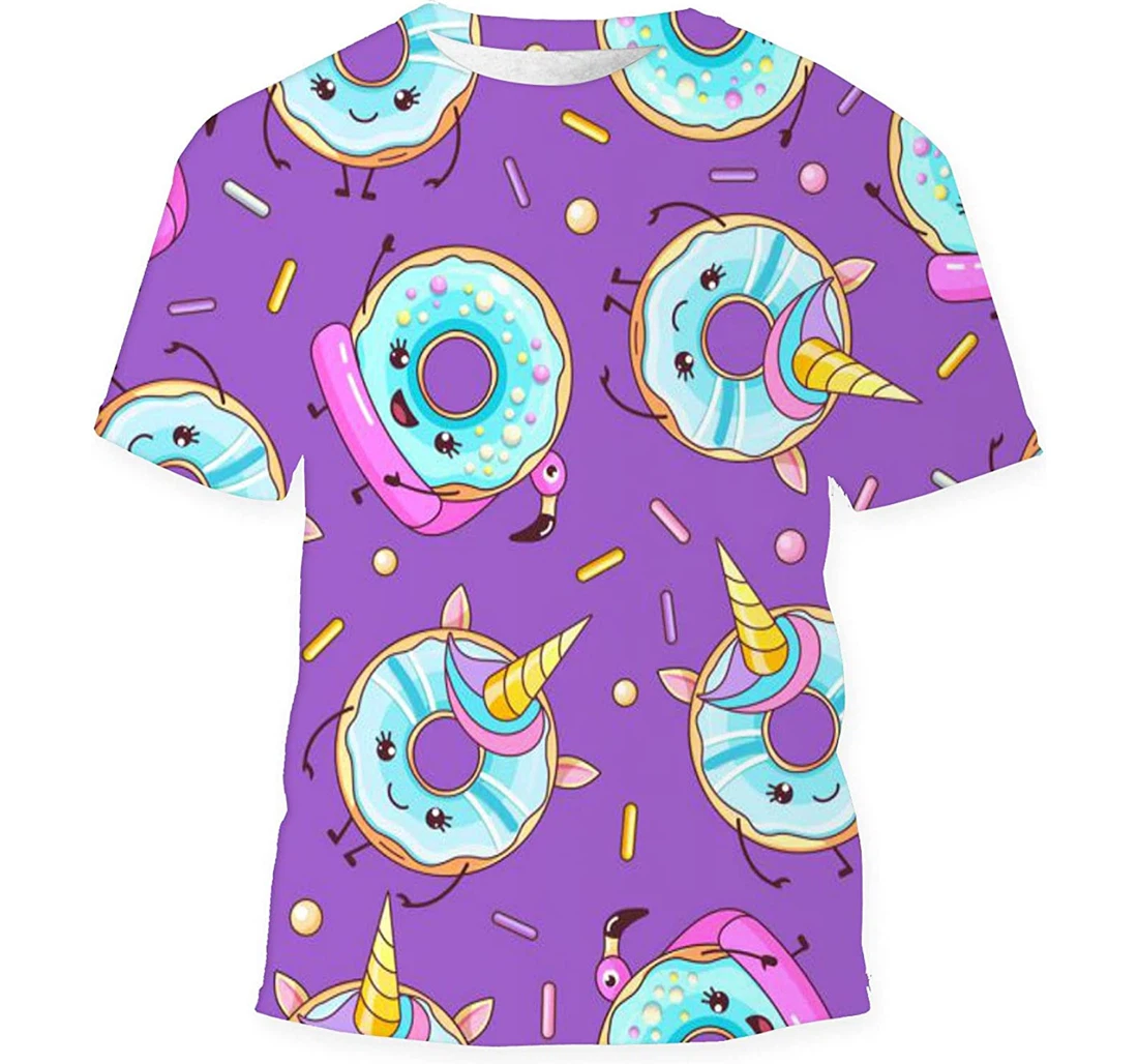 Funny Kawaii Sweet Donuts Birthday Halloween - 3D Printed T-shirt, Long Sleeves Shirt