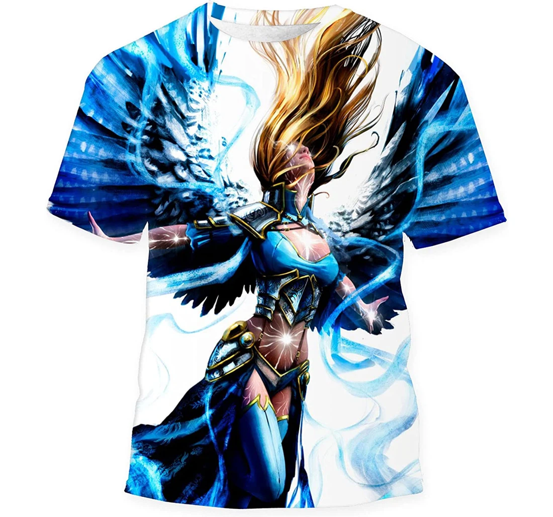 Beautiful Angel Girl Spread Wings Flies Birthday Halloween - 3D Printed T-shirt, Long Sleeves Shirt