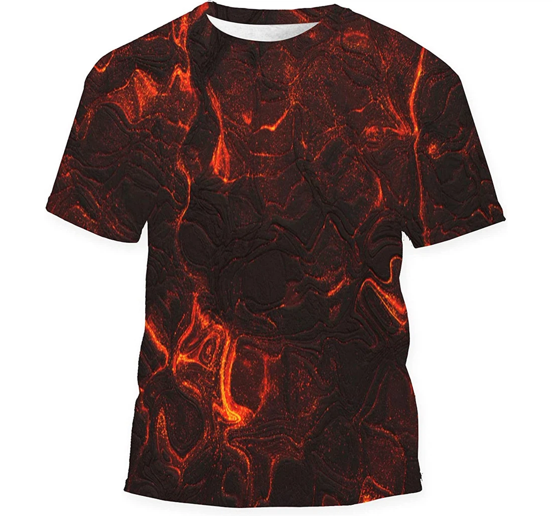 Molten Lava Texture Background Burning Floor Birthday Halloween - 3D Printed T-shirt, Long Sleeves Shirt