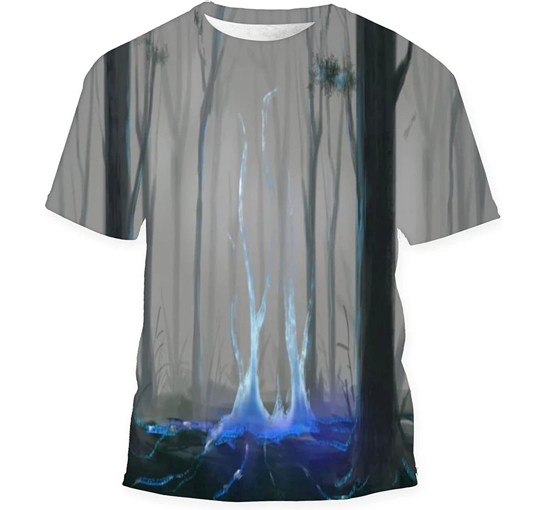 Mystery Forest Fiction Backdrop Concept Art Birthday Halloween - 3D Printed T-shirt, Long Sleeves Shirt