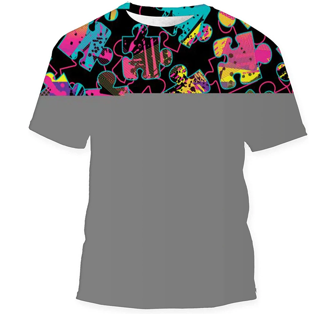 Bright Girlish Puzzles Textiles Birthday Halloween - 3D Printed T-shirt, Long Sleeves Shirt