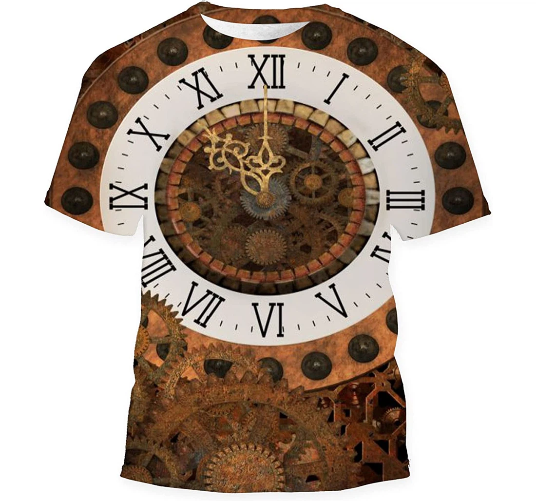 Steampunk Style Background Gears Clocks Birthday Halloween - 3D Printed T-shirt, Long Sleeves Shirt