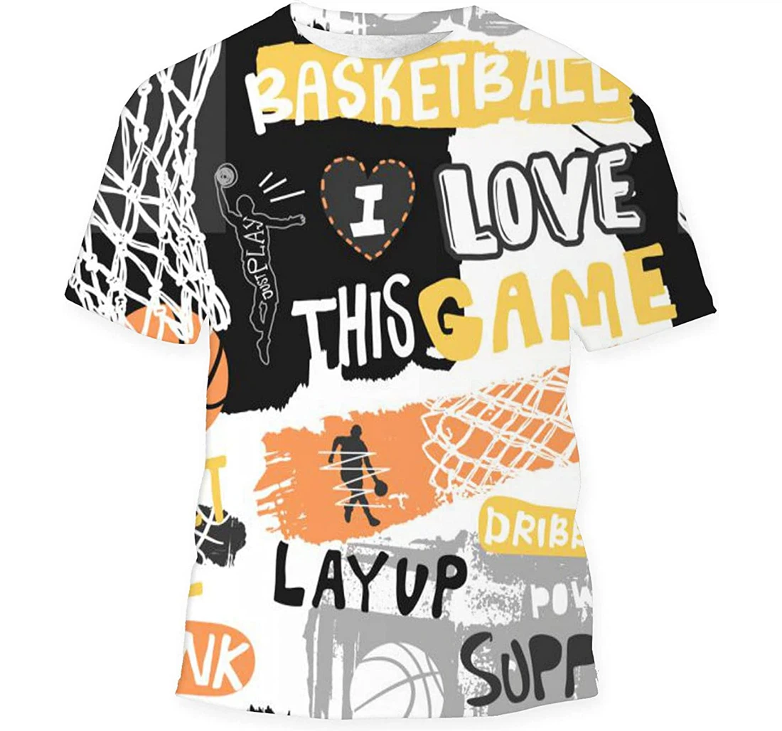 Bright Basketball Hand Drawing Birthday Halloween - 3D Printed T-shirt, Long Sleeves Shirt