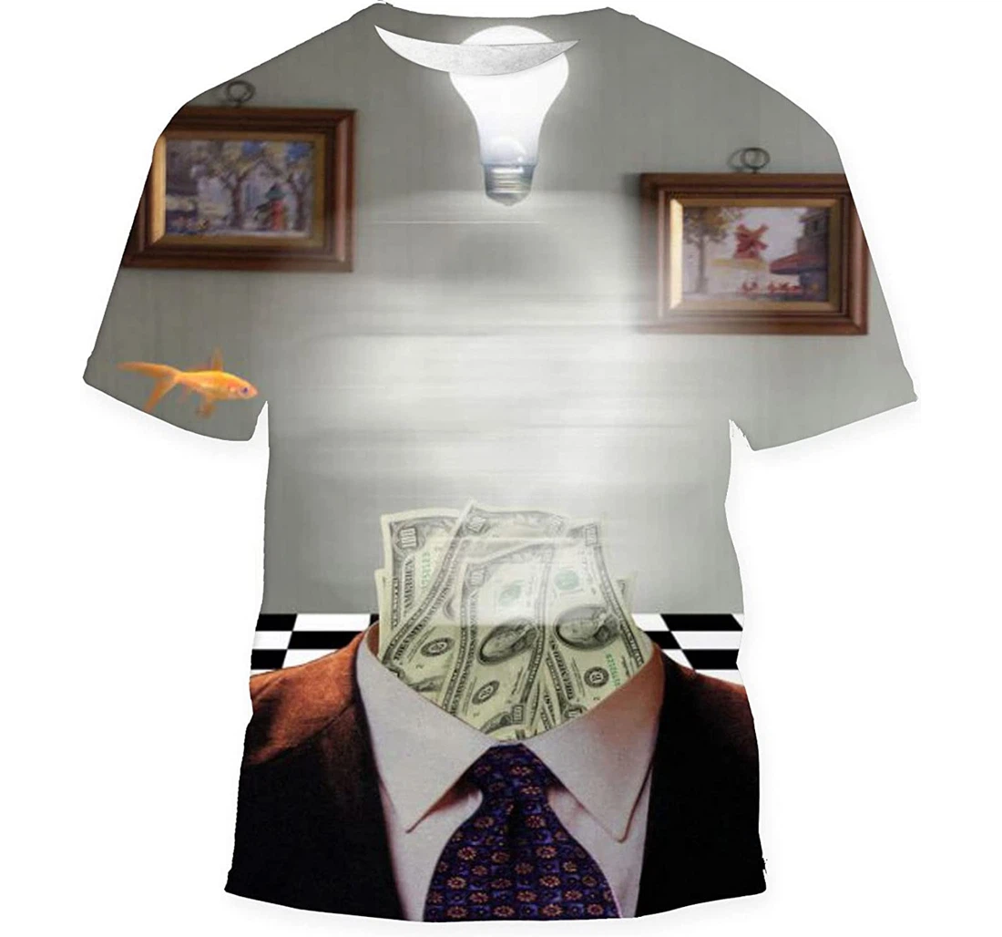 Surreal Symbolic Composition Dollar Banknotes Business Birthday Halloween - 3D Printed T-shirt, Long Sleeves Shirt