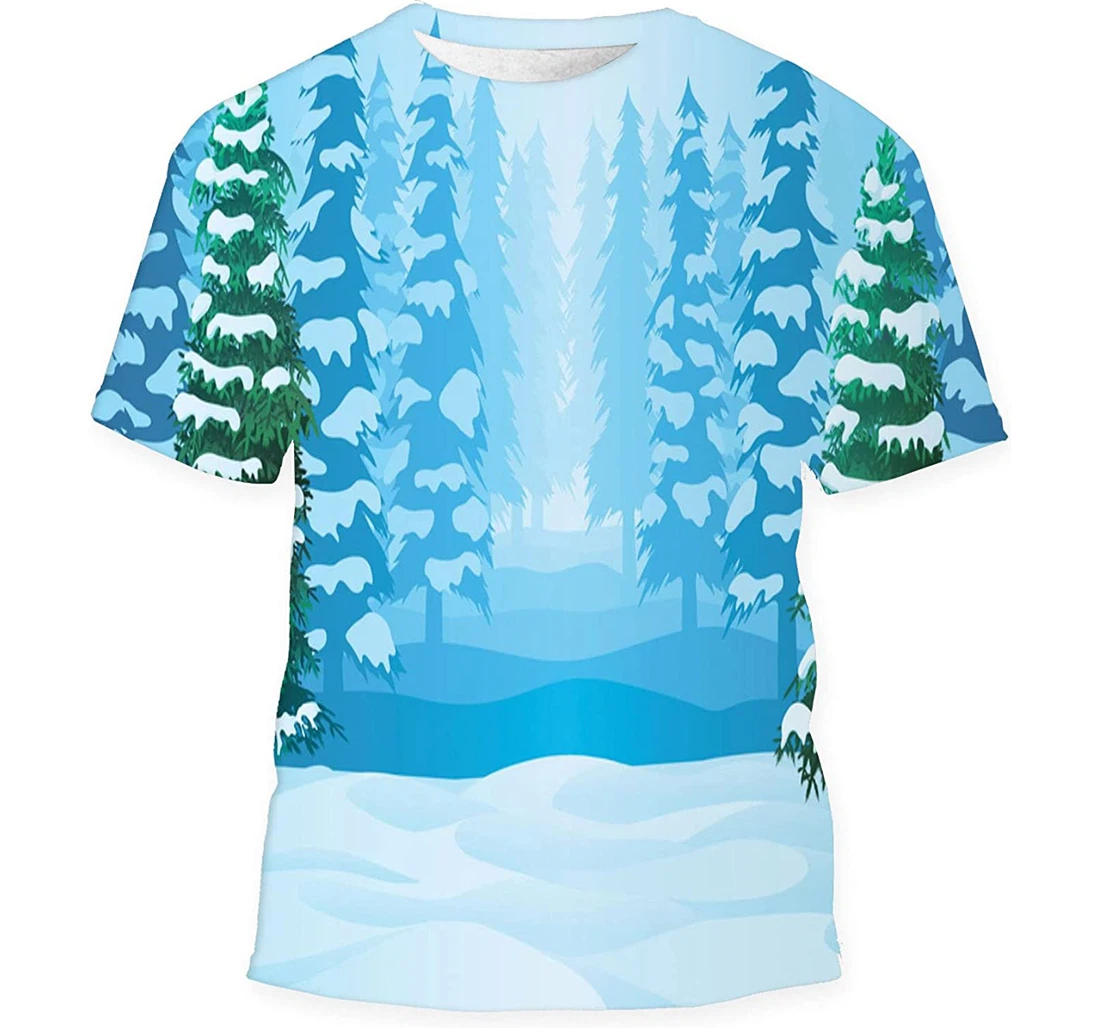 Horizontal Background Winter - 3D Printed T-shirt, Long Sleeves Shirt