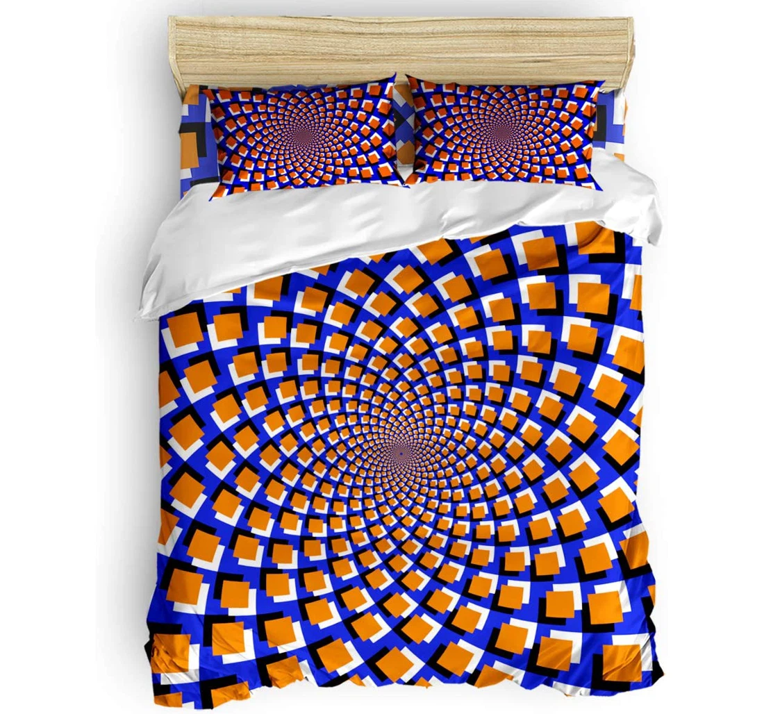 Personalized Bedding Set - Blue Geometry Fractal Pattern Included 1 Ultra Soft Duvet Cover or Quilt and 2 Lightweight Breathe Pillowcases